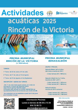 El Ayuntamiento de Rincón de la Victoria abre el plazo de inscripción para los cursos de natación de verano el lunes 9 de junio