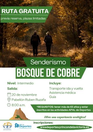 El Área de Deportes de Rincón de la Victoria organiza una ruta de senderismo para mayores al Bosque de Cobre